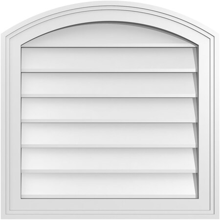 Ekena Millwork Arch Top Surface Mount PVC Gable Vent: Functional, w/ 2"W x 1-1/2"P Brickmould Frame, 22"W x 22"H GVPAR22X2202SF